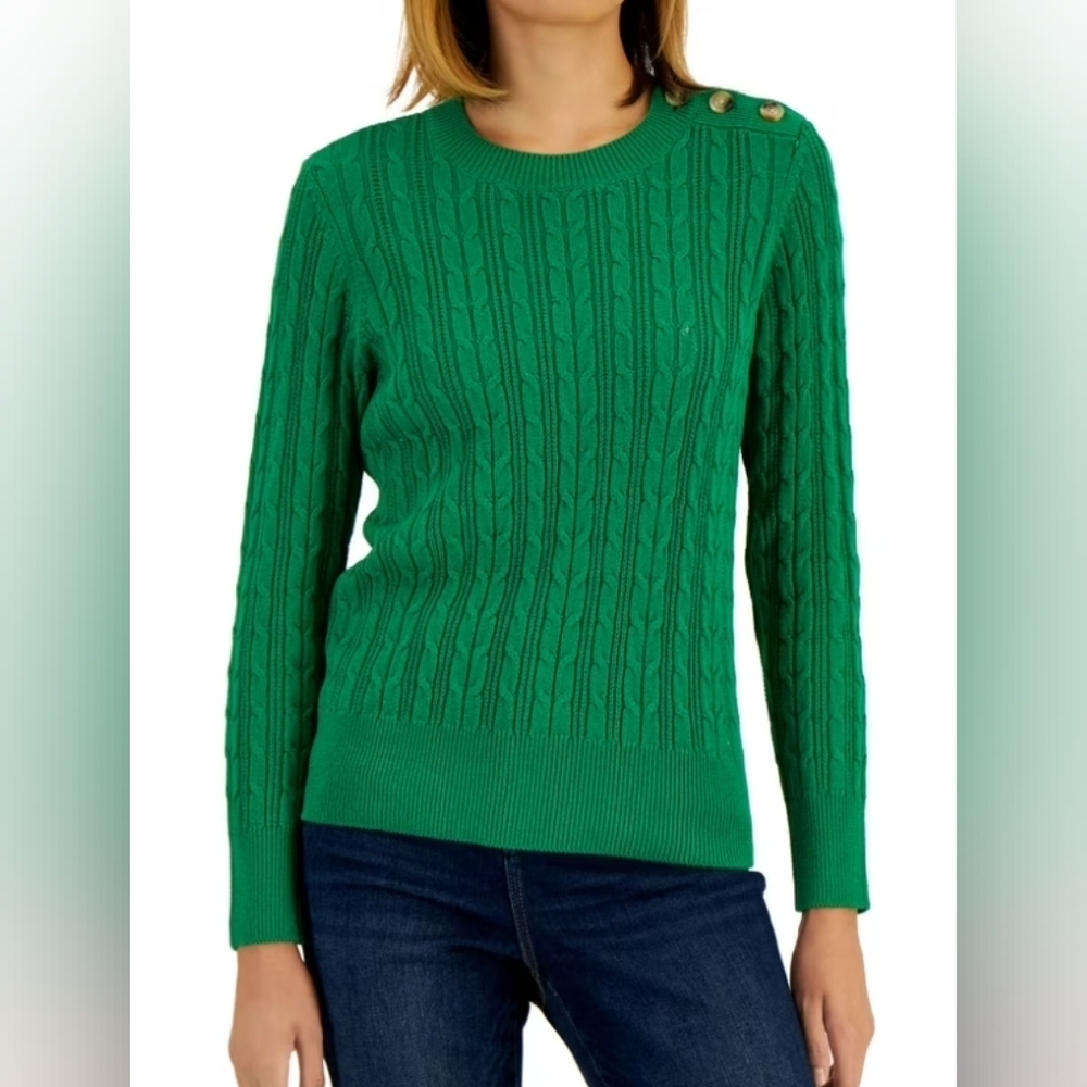 Charter Club Crewneck Button Shoulder Knit Sweater Size XL NWT MSRP $59.50 - Picture 1 of 6